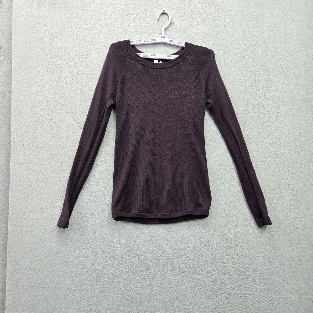 Lululemon Women Sweater 4 Dark Purple Sit In Lotus 100% Merino Wool Pullover